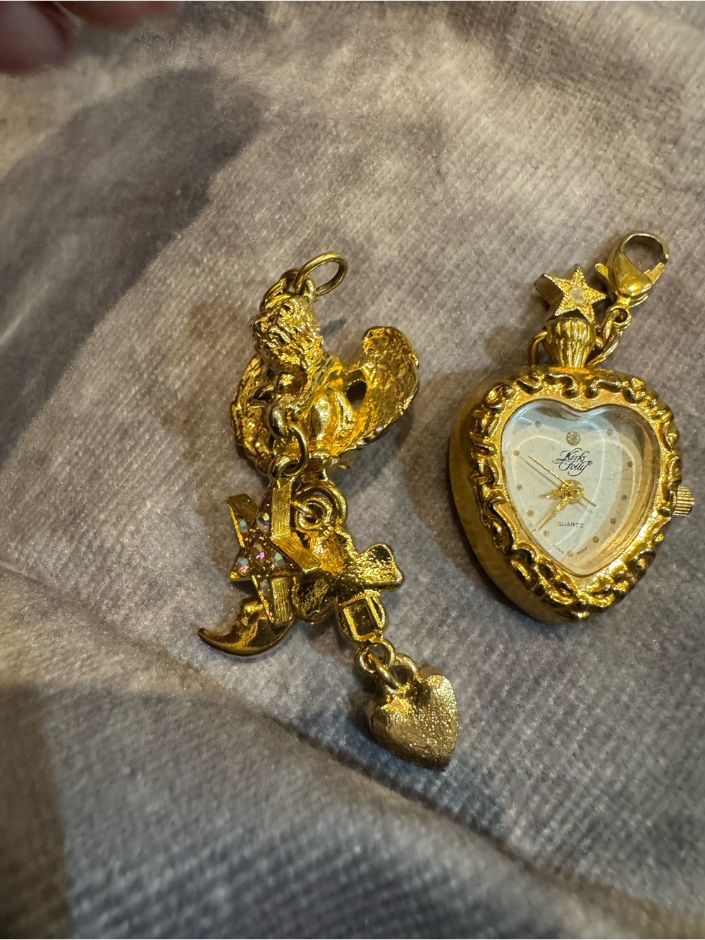 Kirks Folly‎ Quartz Gold Heart Pendant Watch Charm’s- Women's Jewelry